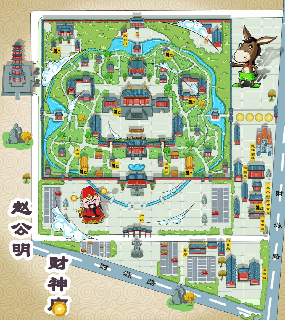 郴州寺庙类手绘地图